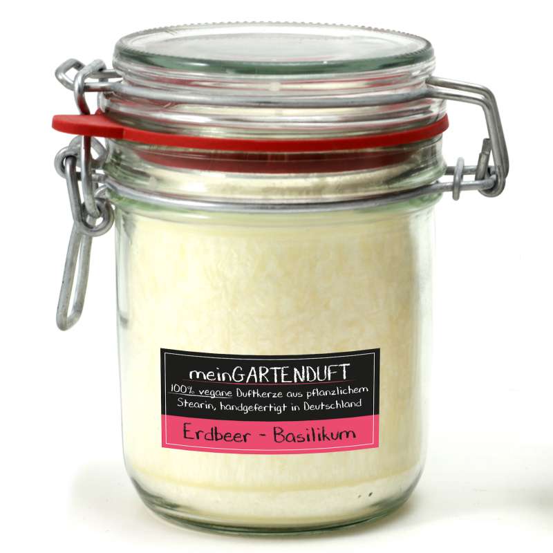 Candle Factory meinGartenduft Erdbeer-Basilikum Drahtbügelglas groß 506-003