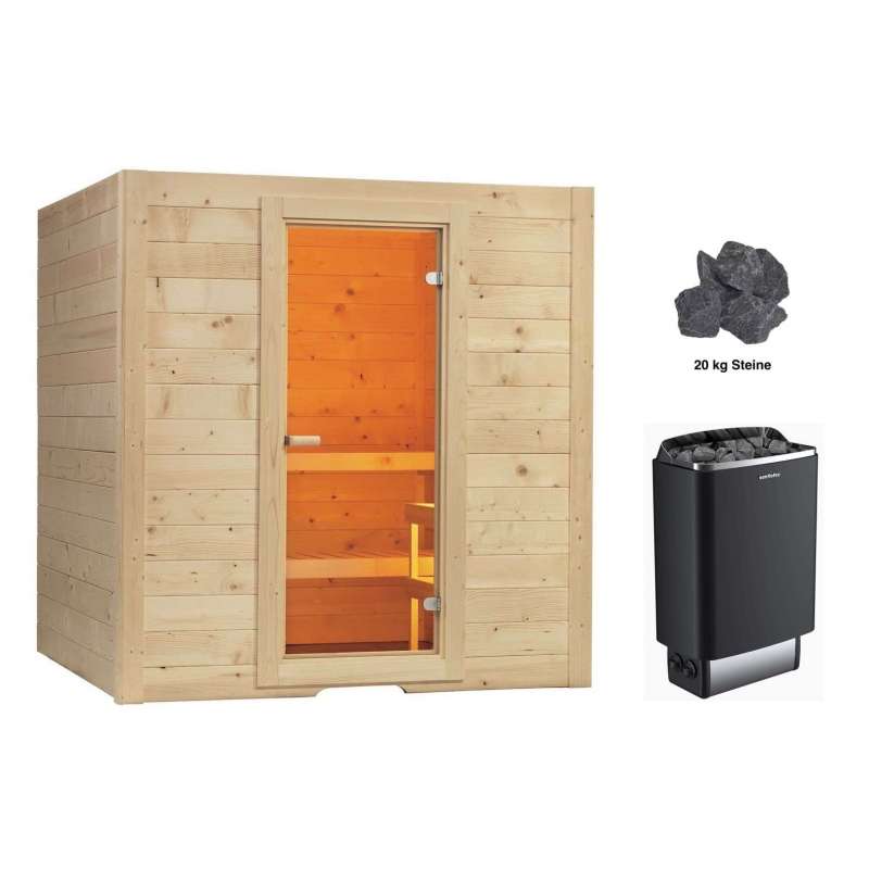 Sentiotec Basic Medium Sauna Kompettset Saunakabine 195x156x204cm inkl. Saunaofen