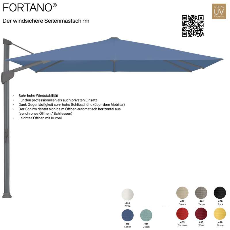 GLATZ Sonnenschirm FORTANO® Ampelschirm 400 x 300 cm Freiarmschirm in 9 Farbvarianten