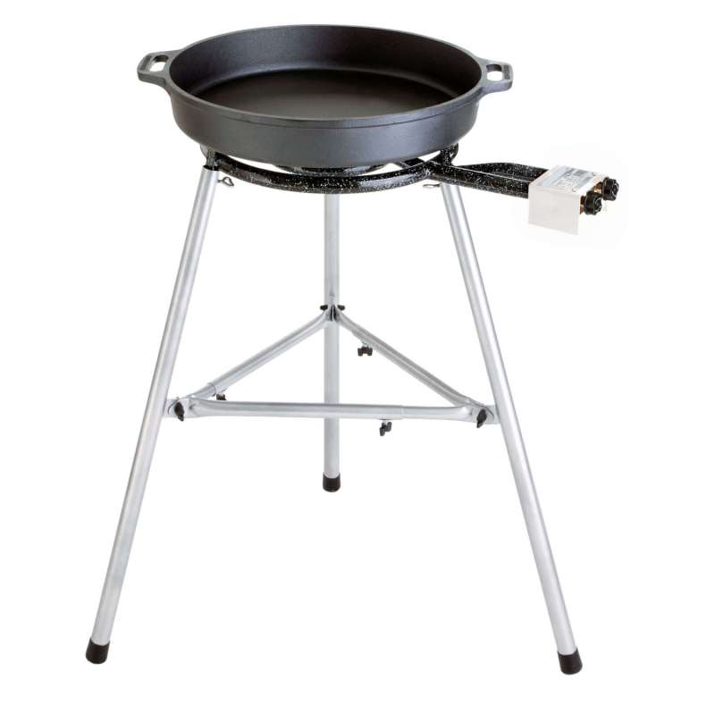 Paella World Gusspfannen Set 2 Brenner mit Paella-Pfanne Gusseisen Ø 40/45 cm Gastronomie/Catering