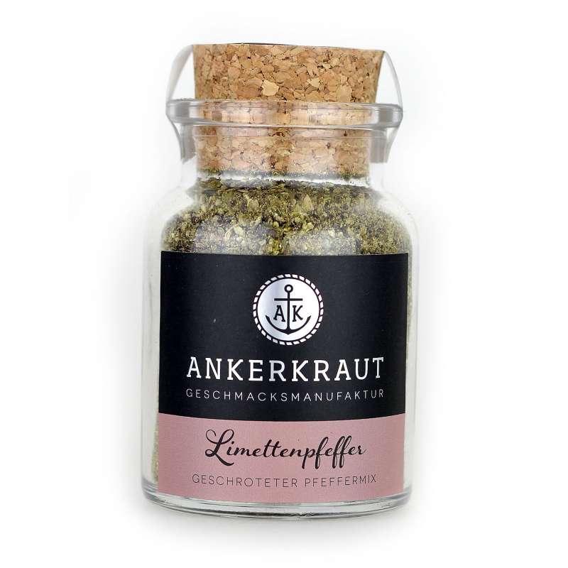 Ankerkraut Limettenpfeffer Pfeffer Korkenglas 75g Pfeffergewürz Pfeffermischung