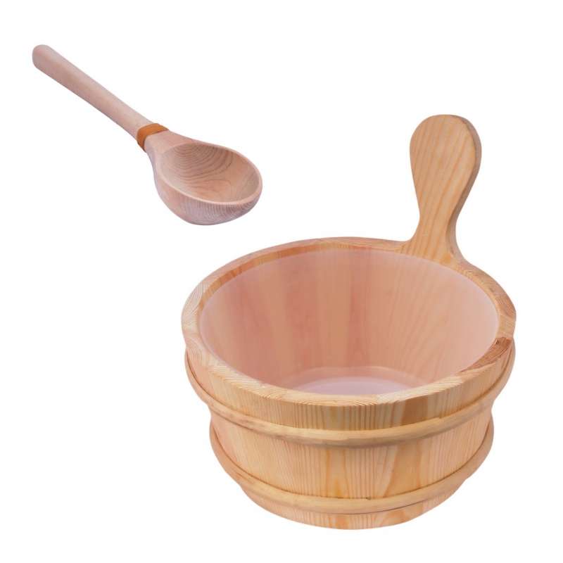 Harvia Holzeimer und Holzkelle Basic Sauna-Set Aufgusseimer mit Aufgusskelle