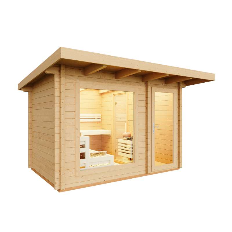 Infraworld Gartensauna Terra 2B Außensauna mit Vorraum Saunahaus 341 x 230 cm