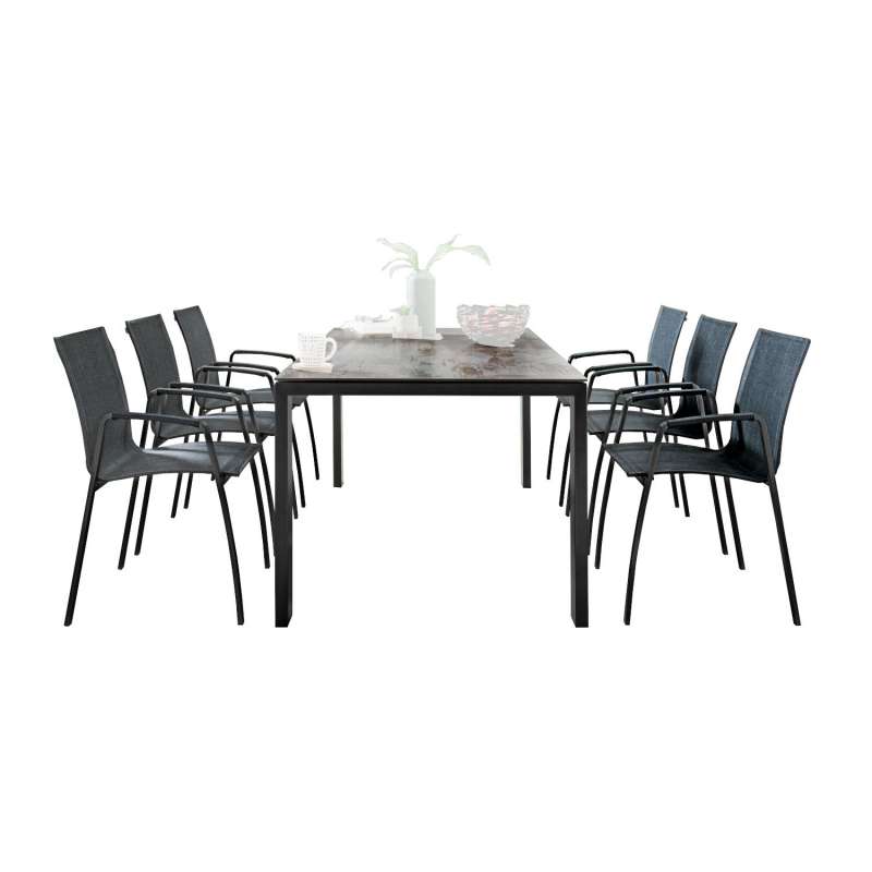 SIT Mobilia 7-tlg Sitzgruppe Olympia Oslo/Tinto Edelstahl schwarz 210/280x95 cm