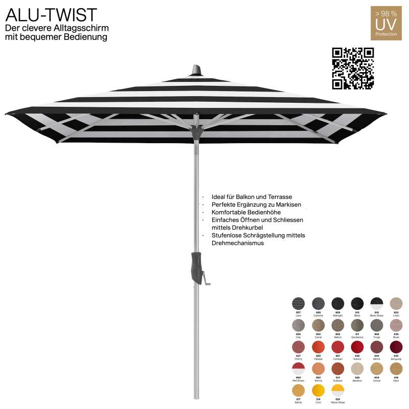 GLATZ Sonnenschirm ALU-TWIST rechteckig 250 x 200 cm Gestell natureloxiert Stoff 100 % Polyacryl ver