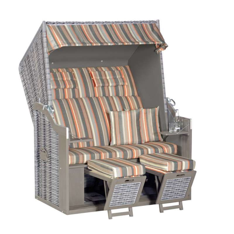 Sonnenpartner Strandkorb Rustikal 34 Z XL Stoff Nr.1235, 2-Sitzer, Halbliegemodell, PE-Kunststoffgef