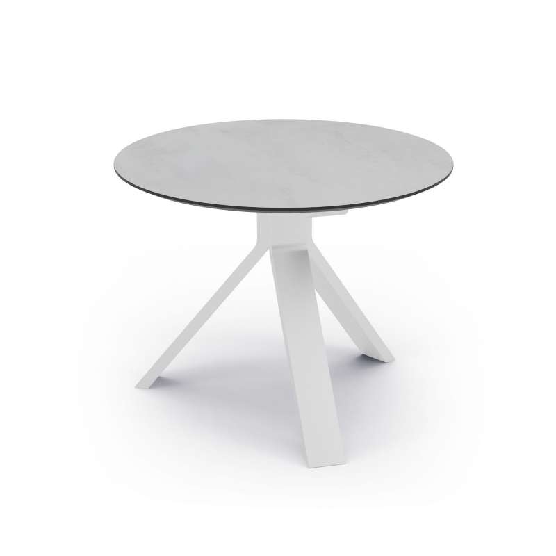 Stern Freddie Beistelltisch Gartentisch Aluminium weiß mit wählbarer Tischplatte