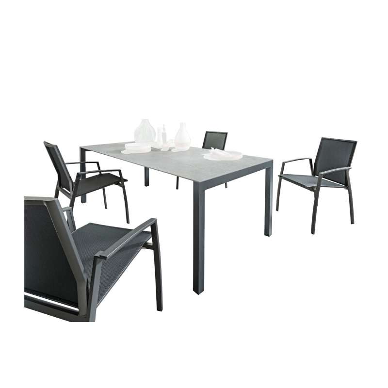 SIT Mobilia 5-tlg Sitzgruppe Etna/Argentina Alu anthrazit/Dekton/schwarz 210x95 cm