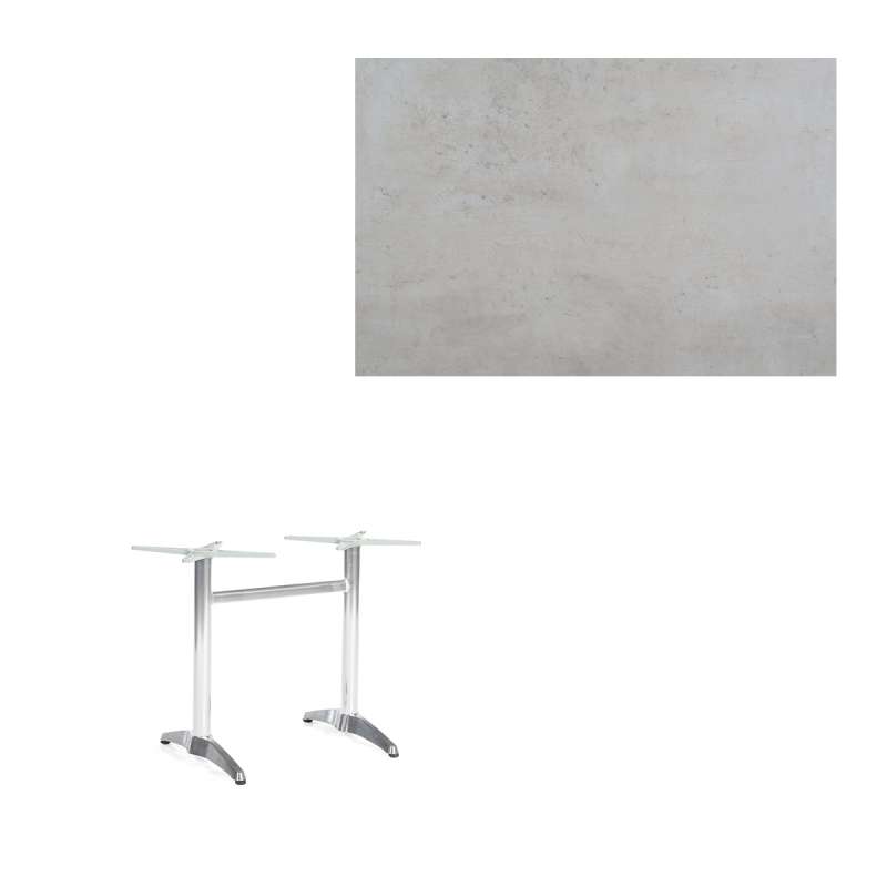 Sonnenpartner Tischgestell Korsika-Twin Alu silber mit wählbarer Tischplatte