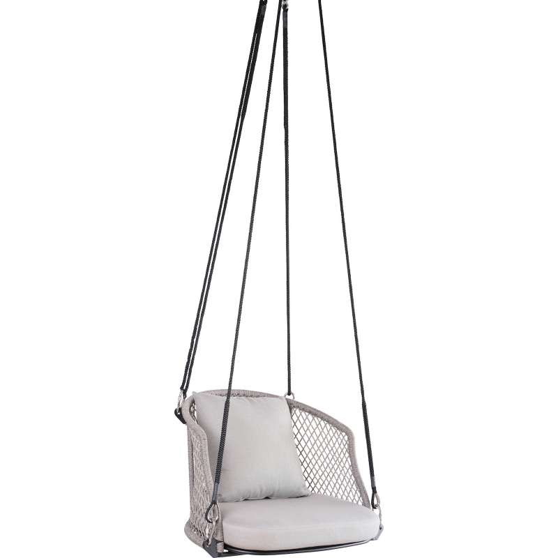 Stern Odea Hängesessel Hängestuhl Gartenstuhl Aluminium schwarz Kordel salt cream
