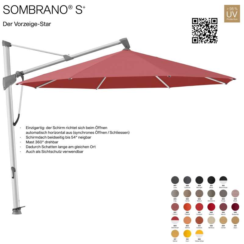 GLATZ Ampelschirm SOMBRANO® S+ rund ø 350 cm Freiarmschirm in 26 Farben wählbar
