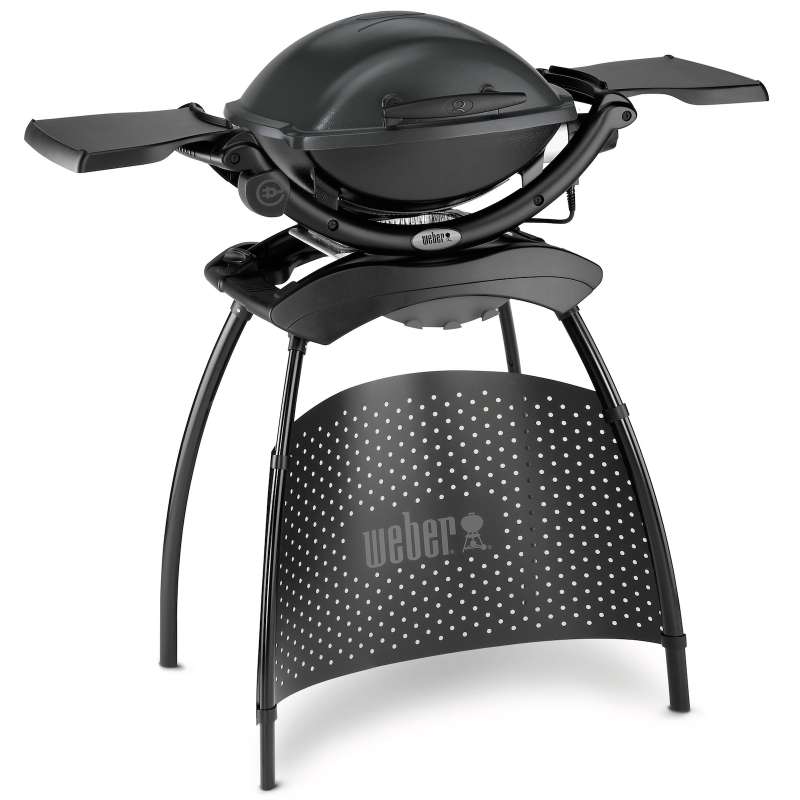 Weber Elektrogrill Q 1400 Stand Dark Grey mit Seitentischen