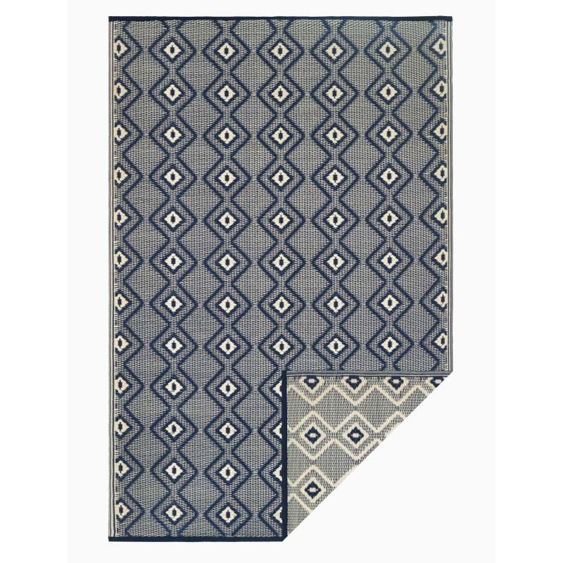 Fab Hab Outdoorteppich Rabat Blue&Cream aus recyceltem Plastik blau/creme wetterfest
