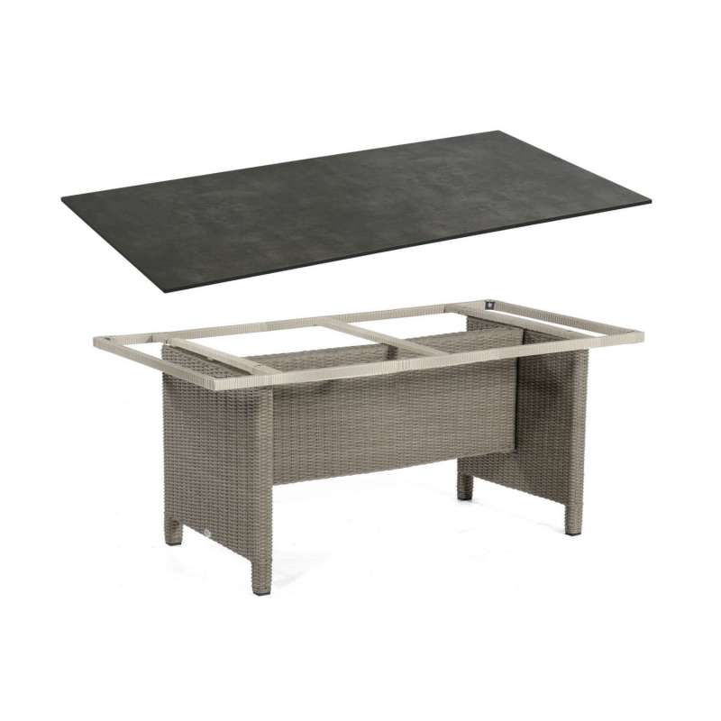 Sonnenpartner Gartentisch Base 160x90 cm Polyrattan stone-grey Tischsystem