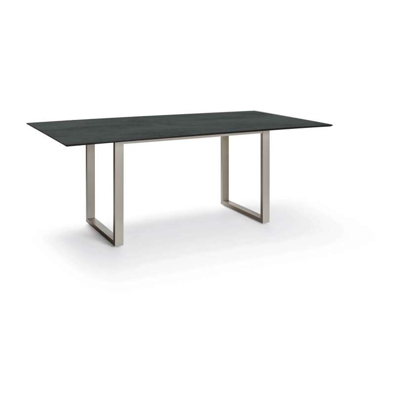 Stern Kufentisch Gartentisch Aluminium greige 200x100 cm mit wählbarer Tischplatte