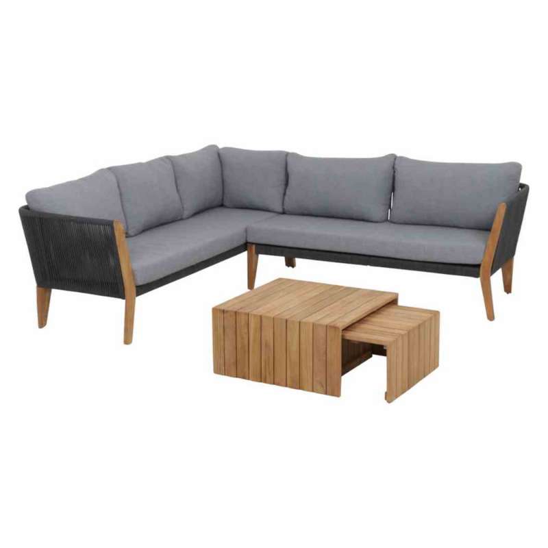 Siena Garden 4-tlg Lounge-Sitzgruppe Parma Aluminium/Rope anthrazit/Teak