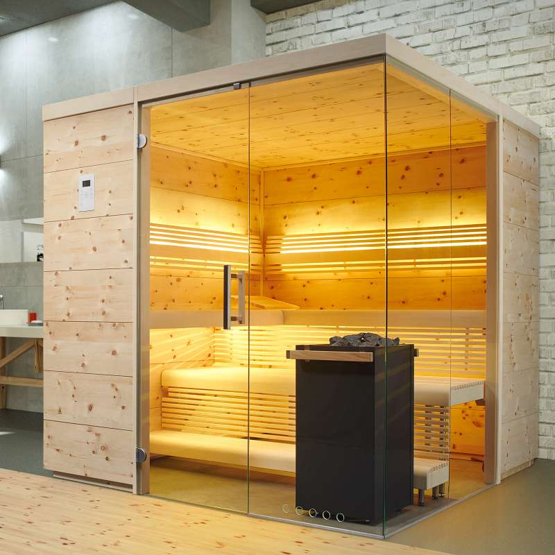 Infraworld Sauna Aurora Premium Sonderausstattung 210 x 210 cm inkl. Ofen & Steuerung
