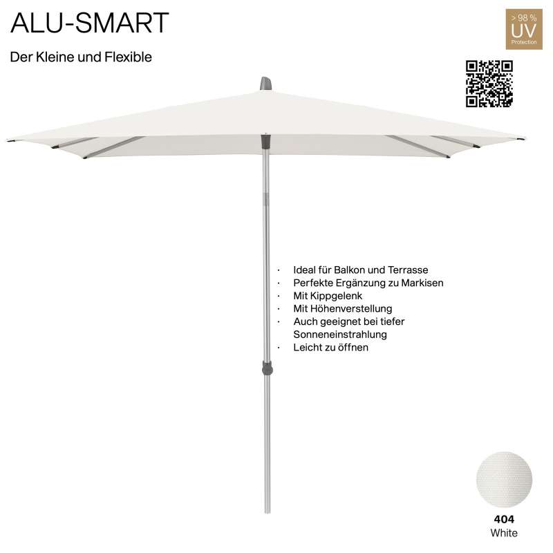 GLATZ Sonnenschirm ALU-SMART 240 x 240 cm Gestell natureloxiert Farbe 404 White