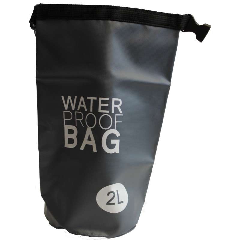 Drybag Tasche 2 Liter wasserdicht Packsack anthrazit Water proof Softcase Beutel