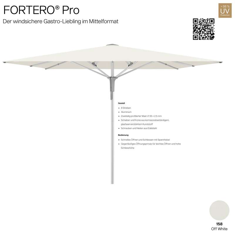 GLATZ Sonnenschirm FORTERO® Pro rechteckig 300 x 200 cm Farbe 158 Off White Mittelmastschirm