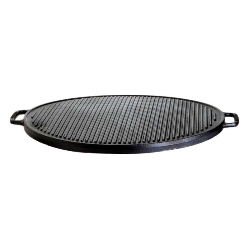 Gusseisenkuss® Grillplatte aus Gusseisen Ø 41 cm Gussplatte Plancha geriffelt/glatt