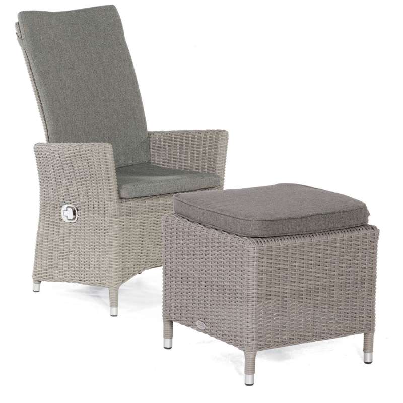 Sonnenpartner Garten-Sessel Solares mit Fußhocker Aluminium/Polyrattan stone-grey