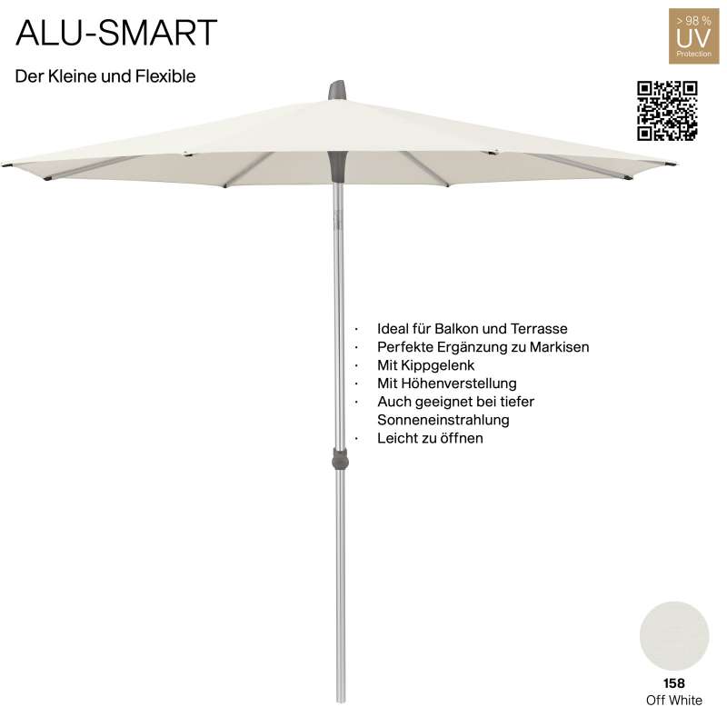 GLATZ Sonnenschirm ALU-SMART rund ø 250 cm Gestell natureloxiert Farbe 158 Off White Mittelstock