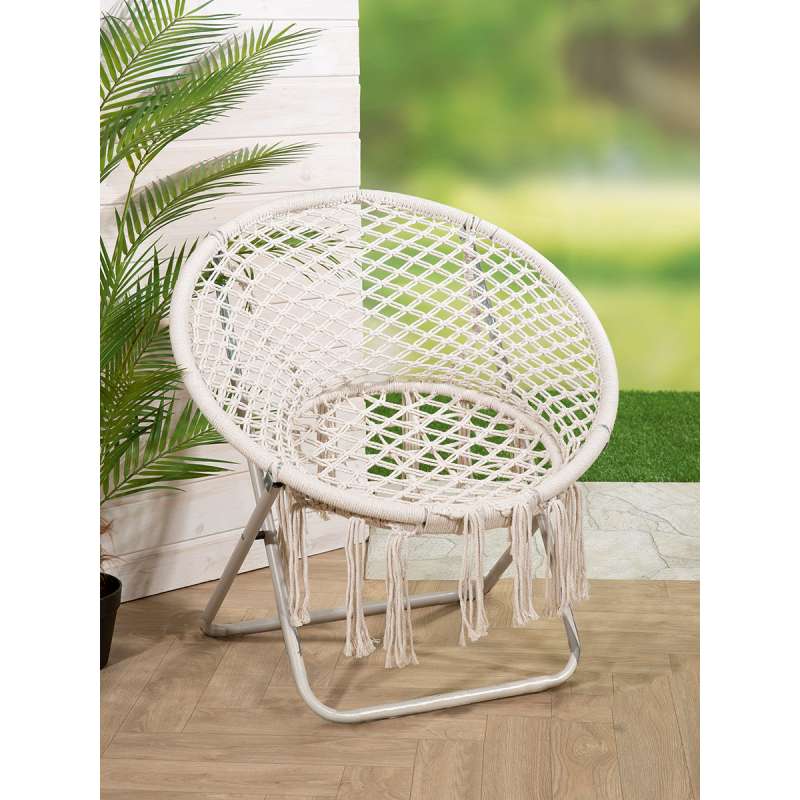 GILDE Stuhl / Sessel, rund, "Bohemian", Kordel, Kunststoff, Metall, naturfarben, VE 2, L. 60 cm, B.