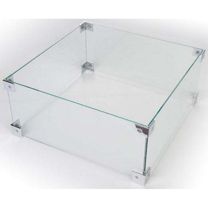 Happy Cocooning Glasschirm für Feuertische quadratisch/rechteckig/Table Top 56x56x26 cm Glasumrandun