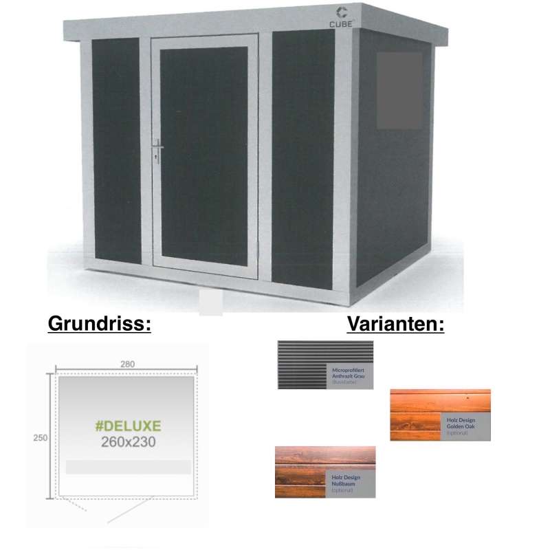 Cube FX Gartenhaus Deluxe S222 260x230x230 cm Straight Line Gerätehaus Geräteschuppen