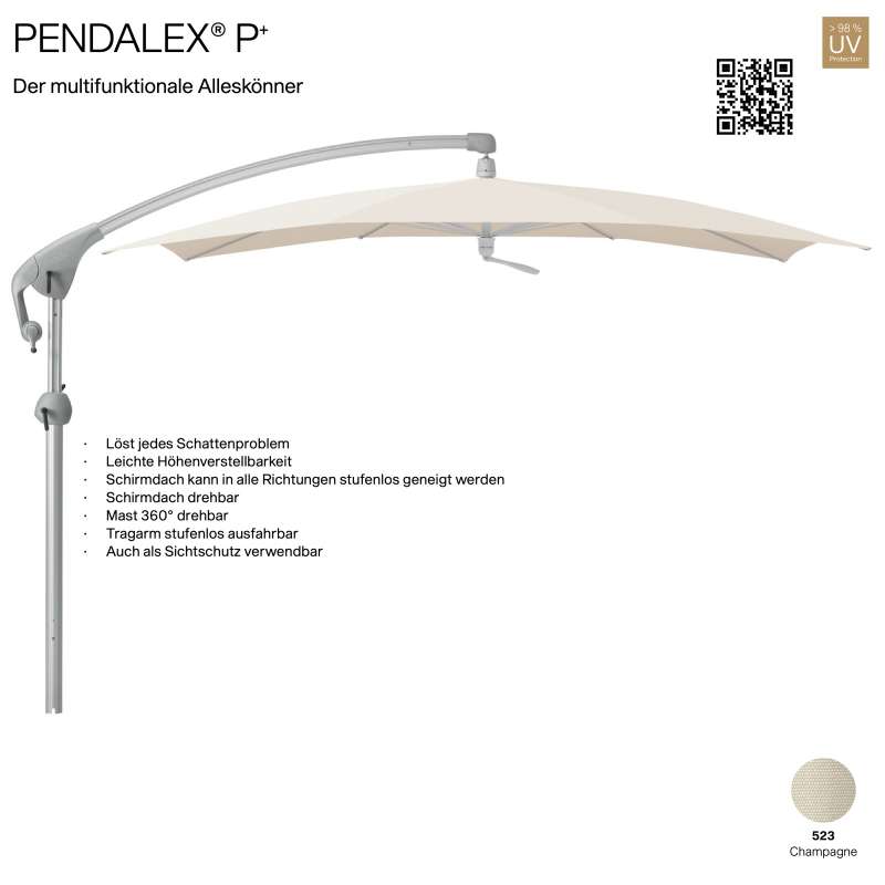 GLATZ Sonnenschirm PENDALEX® P+ rechteckig 285 x 230 cm Bezug 523 Champagne Stoffklasse 5 Freiarmsch