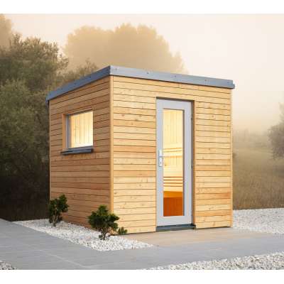 Infraworld Luna 1 Außensauna mit Lärche-Fassadenprofile versch. Fenstergrößen und Inneneinrichtung Infraworld Luna 1 Außensauna mit Lärche-Fassadenprofile versch. Fenstergrößen und Inneneinrichtung