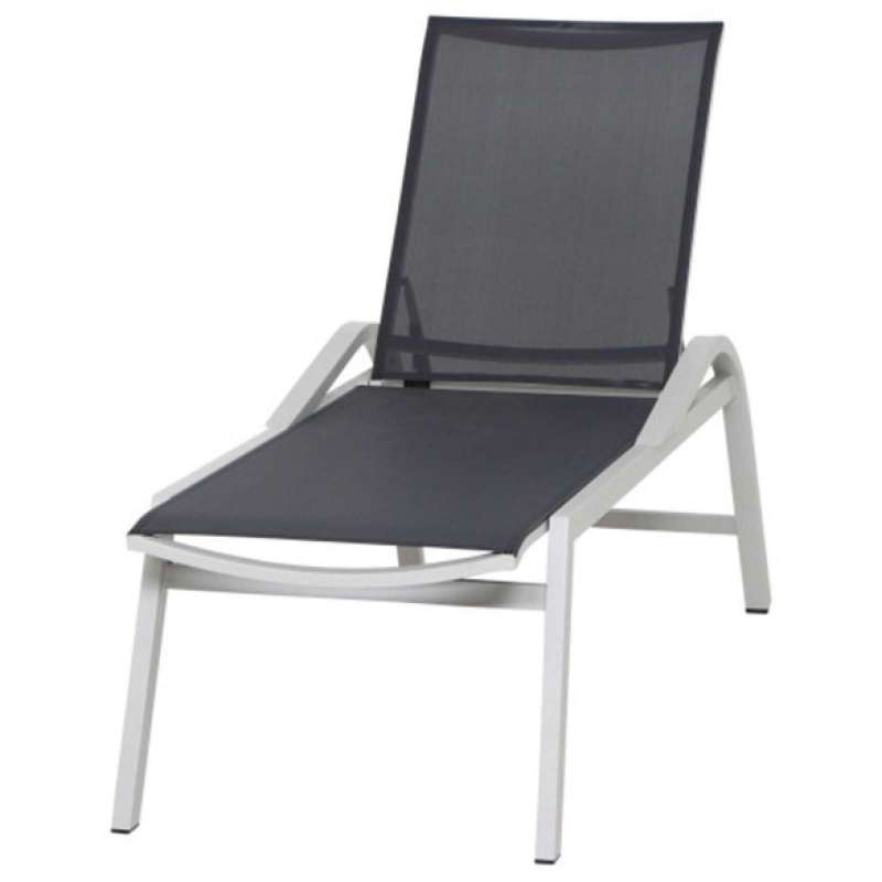 Siena Garden Milos Rollliege Aluminium weiß-grau mit Textilbezug schwarz-silber H16695 Sonnenliege