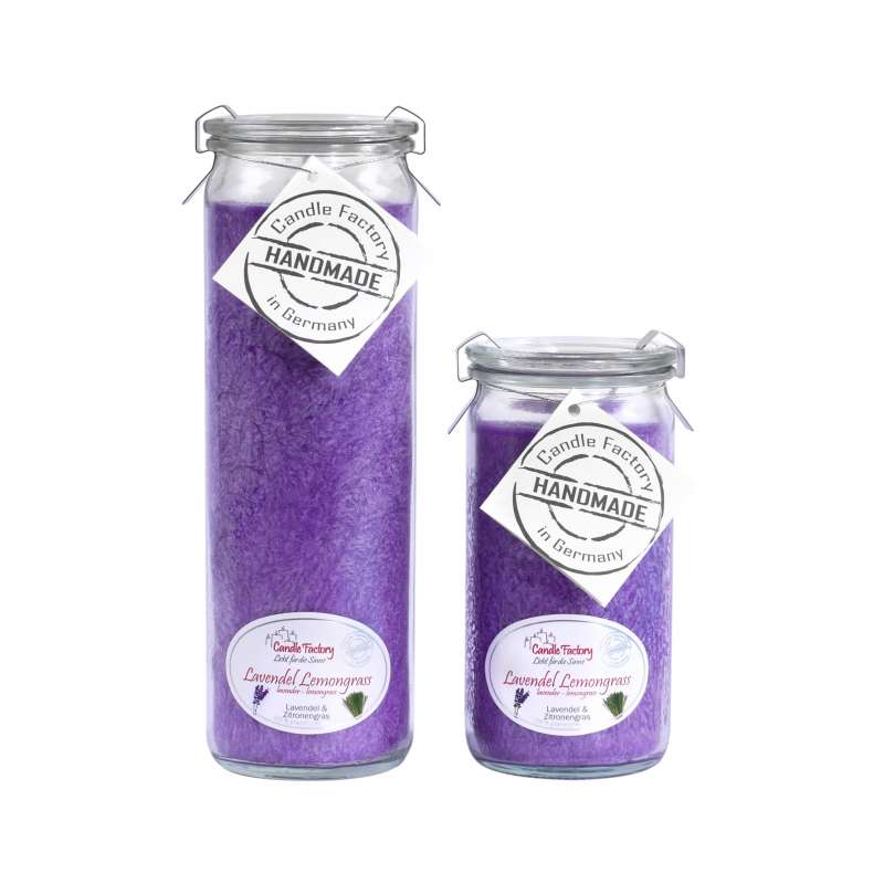 Candle Factory Kerzen-Set Lavendel Lemongrass Big + Mini Jumbo Duftkerze