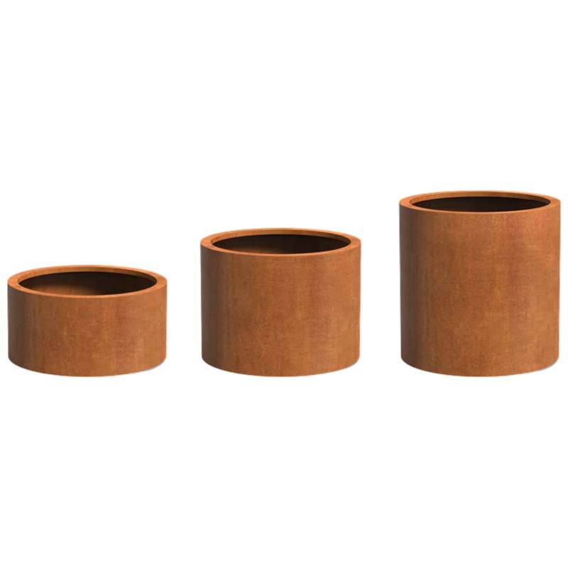 Adezz Circum mit Rollen Pflanzgefäß aus Corten-Stahl Pflanzkübel Blumentopf