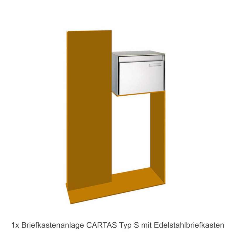 Mecondo Briefkastenanlage CARTAS Typ S 88x39,9x150 cm Edelstahlbriefkasten Corten/Edelstahl/Stahl