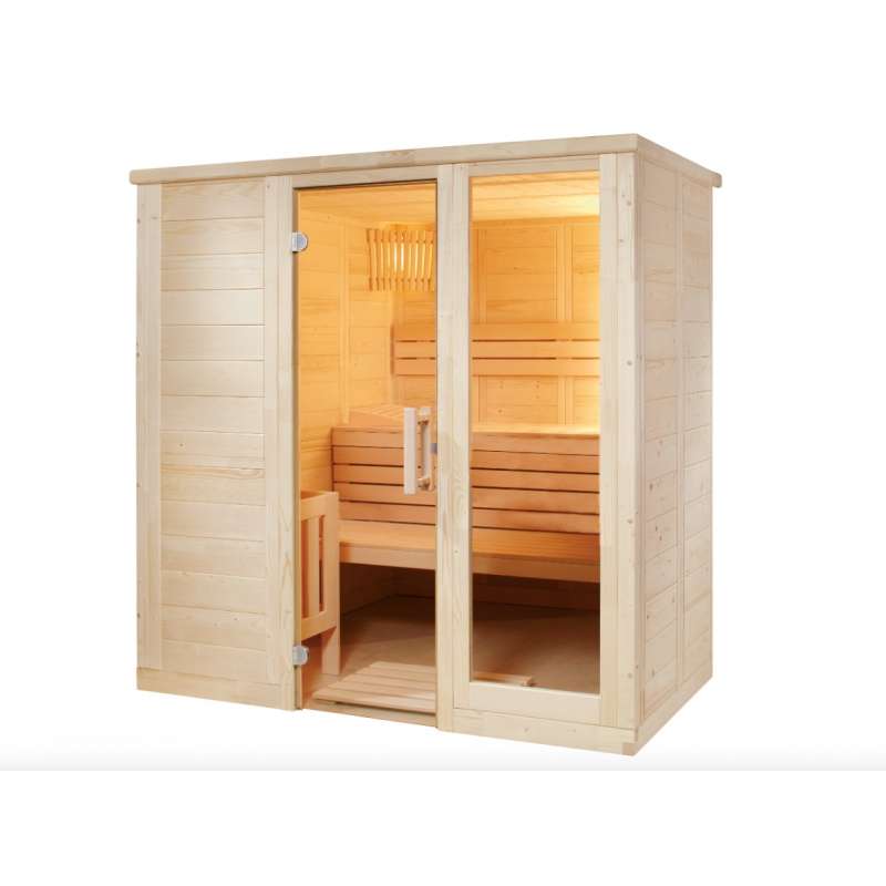 Sentiotec Komfort Small Massivsauna aus Fichte Saunakabine ca. 208x158x204 cm