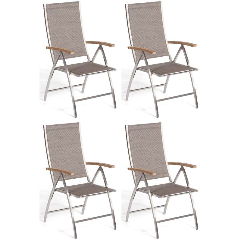 Sonnenpartner 4x Klappsessel Paragon Edelstahl/Textilen taupe Klapp-Sessel Klappstuhl