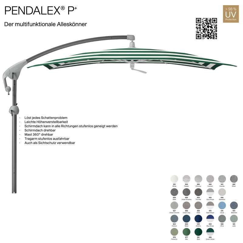 GLATZ Sonnenschirm PENDALEX® P+ rechteckig 285 x 230 cm Stoffklasse 5 in 27 Farben wählbar Seitenmas
