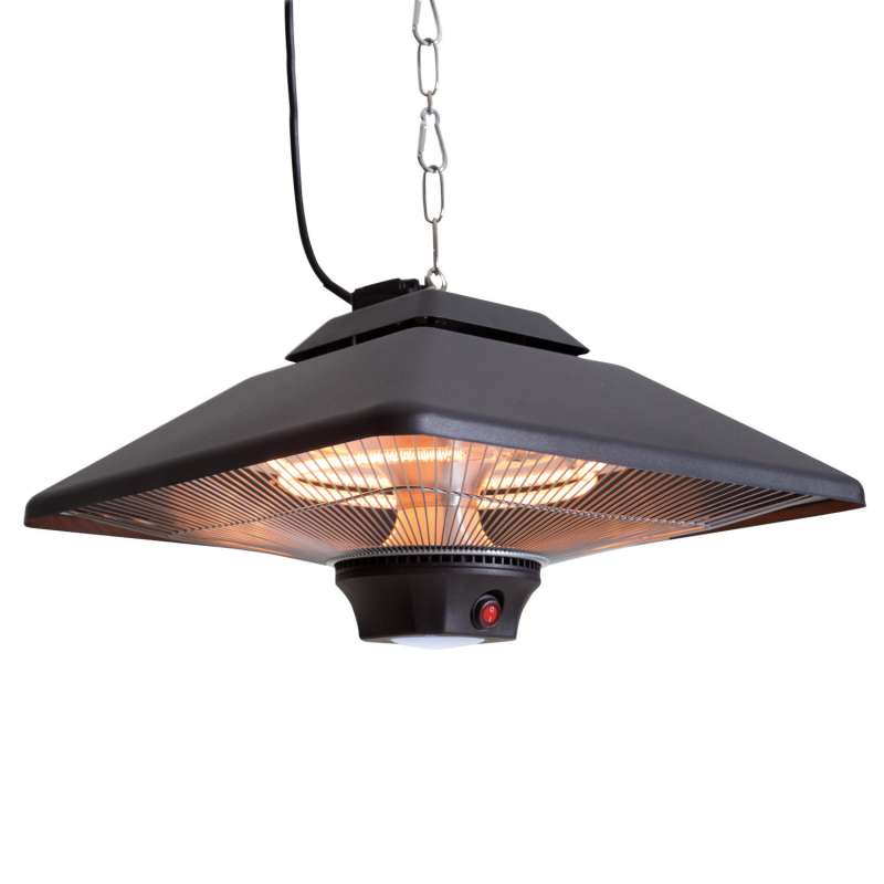 SUNRED® Heizstrahler Spica Square schwarz 2000 W Halogenstrahler zur Deckenmontage hängend hanging