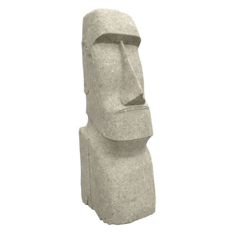 Asiastyle Moai Kopf 100 cm Gartenfigur Osterinsel Dekofigur Skulptur Basanit Gartendekoration