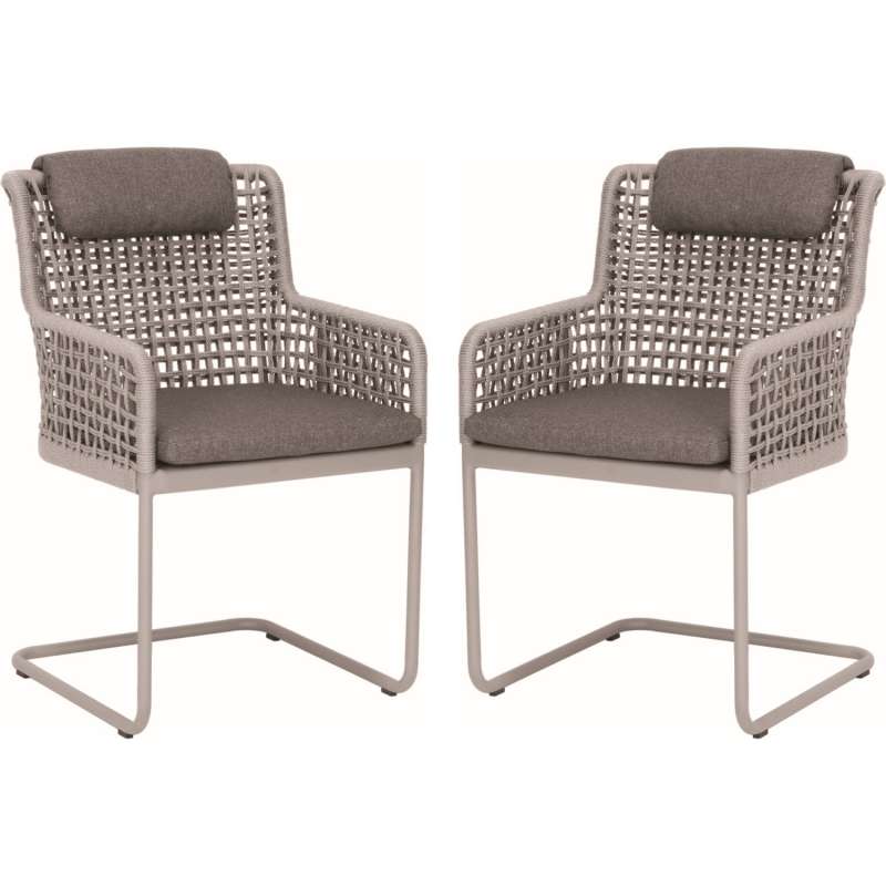 Stern 2er-Set Freischwingersessel Greta Aluminium champagner/ecru/rehbraun Gartensessel Freischwinge