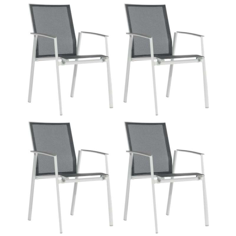 Sonnenpartner 4er-Set Stapelstühle Fresno Aluminium/Textilen silber Stapelstuhl