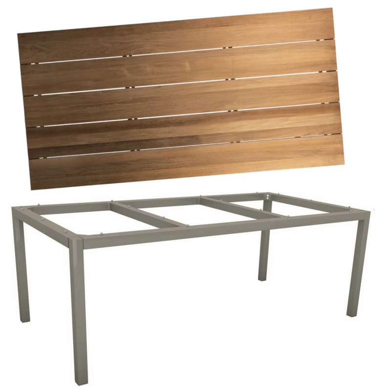 Stern Gartentisch 201x101 cm Aluminium graphit/Teak Tisch