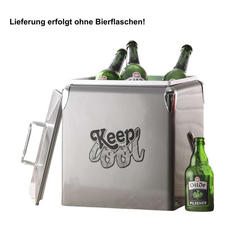 GILDE Kühlbox Metall Getränkekühler silber 23x32x36 cm Kühltasche 13 L Metall