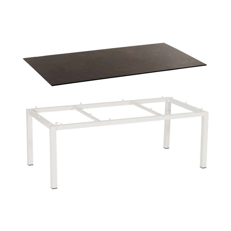 Sonnenpartner Gartentisch Base 200x100 cm Aluminium weiß Tischsystem mit wählbarer Tischplatte HPL T