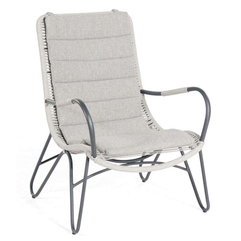 Sonnenpartner Loungesessel Charité Aluminium mit Polyrope silbergrau Relaxsessel