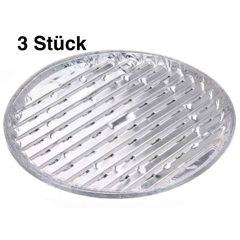 3 Stück Aluschale ø 35 cm Grillschale Grillteller Grillplatte Grillunterlage