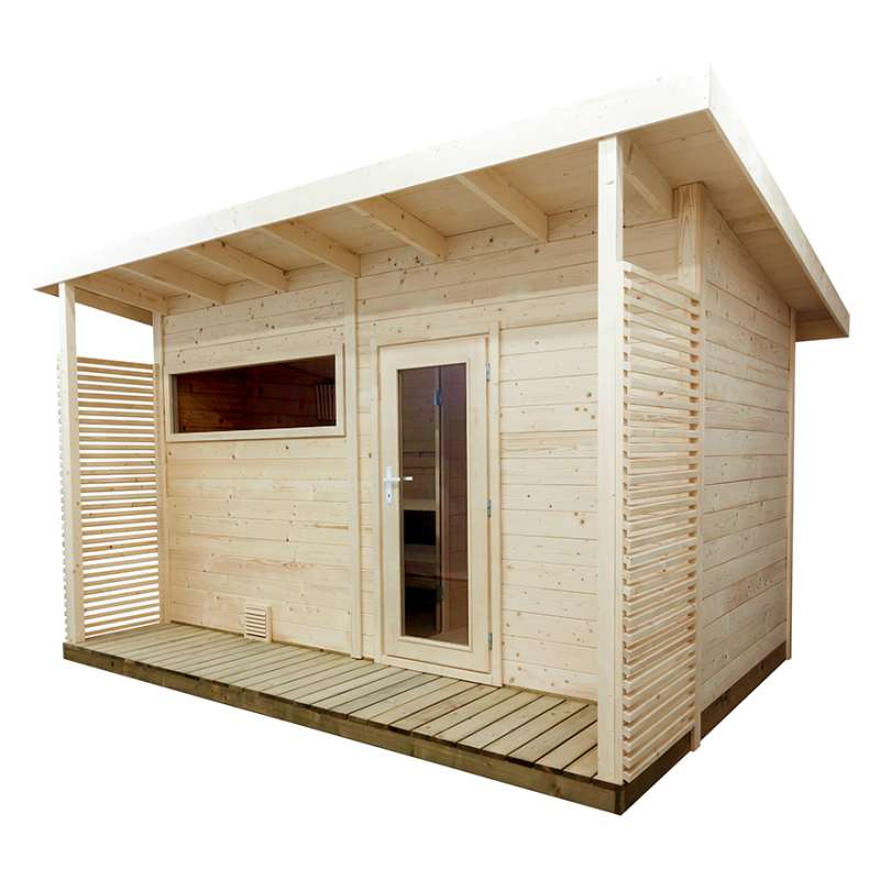 Sentiotec Gartensauna Scala Large Saunahaus aus Fichte Massivsauna ca. 459x313x272 cm