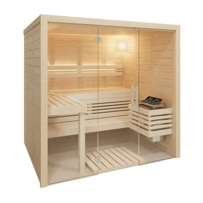 Infraworld Solido Glas Massivholzsauna aus nordischer Fichte 210x167x202cm Infraworld Solido Glas Massivholzsauna aus nordischer Fichte 210x167x202cm
